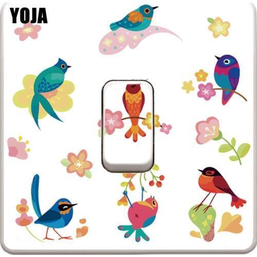 YOJA Beautiful Lovely Birds Flight Decor Wall Switch Sticker Colored Living Room Bedroom10SS0432