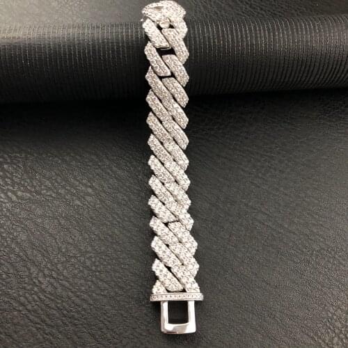 12mm jewelry fork Cuba link chain with stone