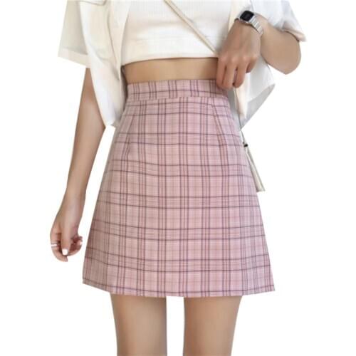 Plaid Sweet Girls Skirt Summer School Party Women Skirts Print High Waist A-Line Bodycon Dance Mini Skirt