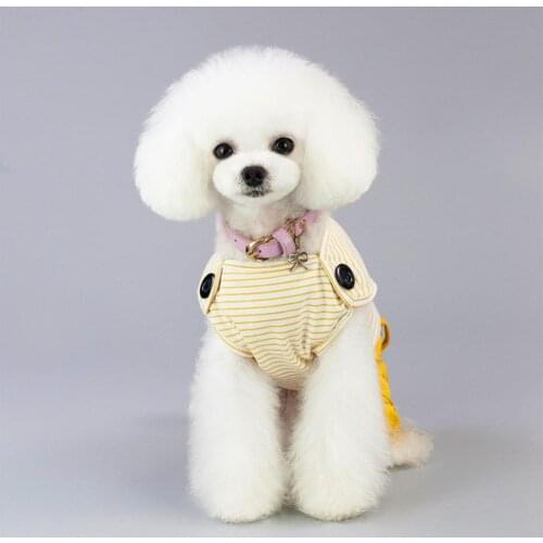 Pet Jumpsuit Striped Design Skin-friendly Short Sleeve Dog Four-legged Shirt for Indoor Coat Puppy Spring Clothing Pets Outfits