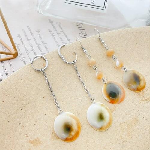 New Shell Shaped Natural Stone Dangle Earrings for Women Handmade Jewelry Wedding Stainless Steel Statement Earrings Party Gifts