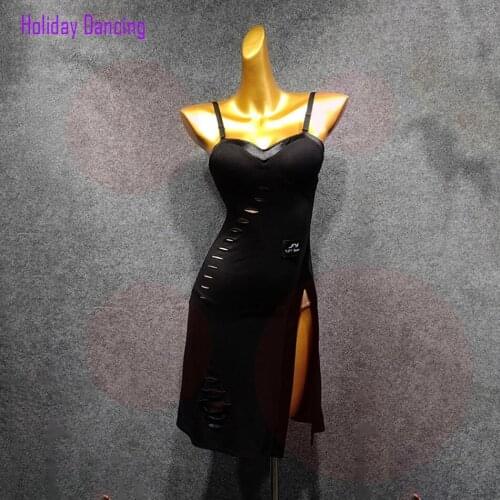 Women Latin Dance Dress Bare Shoulder and Back Sexy Dancing Practise Cloth Samba Tango Chacha Dancing Performamnce W458
