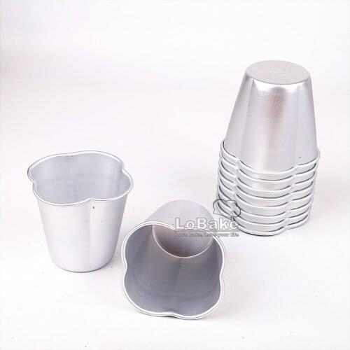 10pcs/lot) 7.7cm diameter four-petaled flower shape aluminium alloy egg tarts molds mousse cake mold jelly pudding bread mould