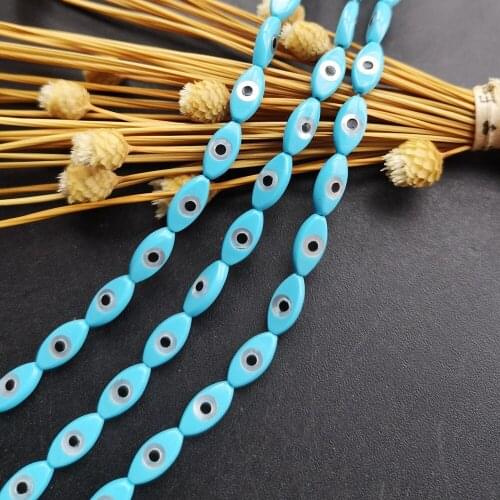 100pcs/lot 4x8mm Natural Marquise Blue Evil Eye Mother of Pearl shell for DIY Jewelry marquise Cut beads