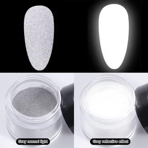 20g Reflective Luminous Nail Powder For Disco Night Party Festival Glass Dipping Powder Shiny Dust Nail Art Decoration TSLM1