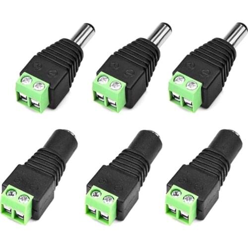 20pcs Female Male DC connector 2.1*5.5mm Power Jack Adapter Plug Cable Connector for 3528/5050 SMD led strip light