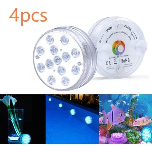 4pcs IP68 Waterproof Multi Color Submersible LED Lights Outdoor Swimming Pool Underwater Night Lamp Light Party Decoration