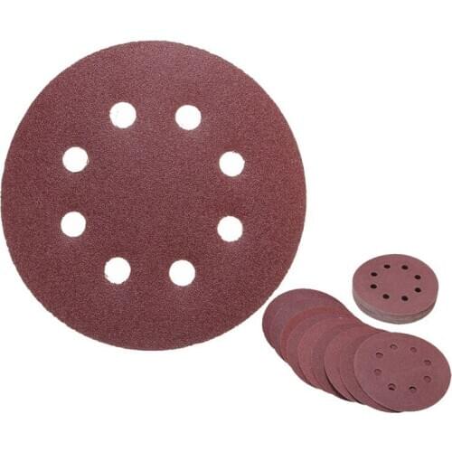5 inch 8 Hole 120 Grit Sand Disc Ran Orbit Sandpaper Loop Hook for Sanding Sander