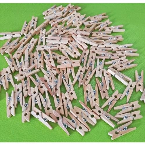 50/100PCS 2.5CM Mini Natural Wooden Clothes Photo Paper Clothespin Craft Clips Portable Wood Clamp