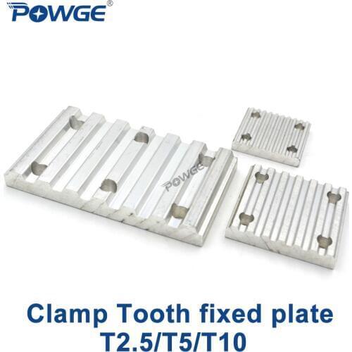 POWGE Aluminum Trapezoid teeth Clamp Tooth plate T2.5 T5 T10 for open synchronous belt Fixed timing Belt connection Gusset plate