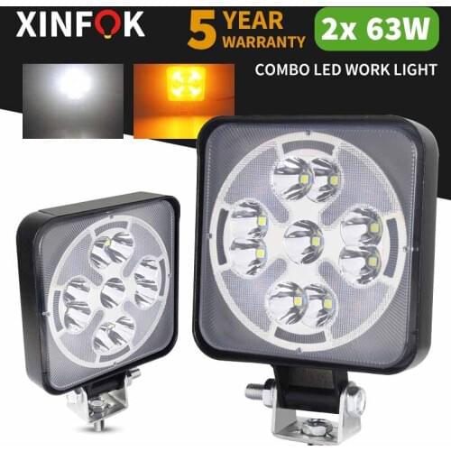 Car LED Work Flood Spot Combo Light 3030 SMD 63 Watts White Yellow 3000K 6500K DC 12-24 Volts Spotlights Truck 4x4 4WD