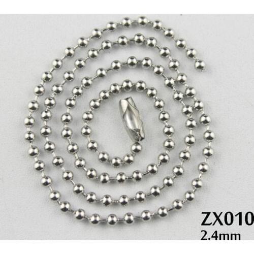 50meters-100 meters 2.4mm beads chain stainless steel ball necklace jewelry accessories parts use spool ZX010
