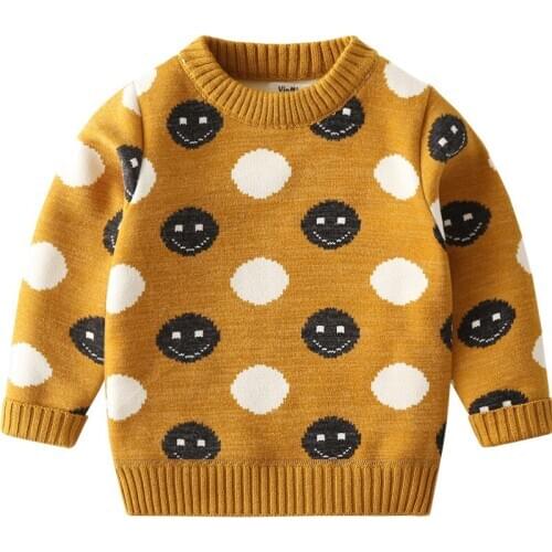 Baby Sweater Autumn Kids Casual Boy Girl Dot Knitted Sweater Winter Outerwear Clothes Warm Thick Flannel Pullover Tops