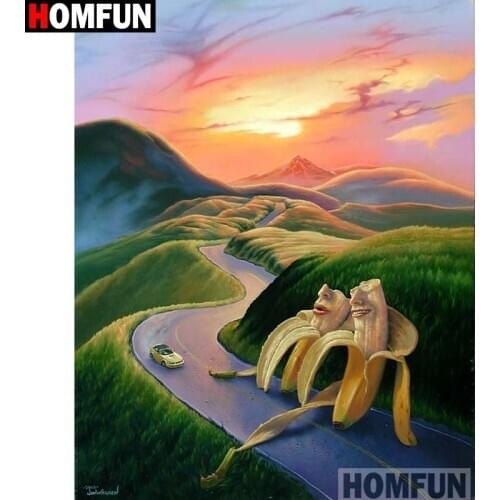 HOMFUN 5D DIY Full Square/Round Diamond Painting Cartoon banana Diamond Embroidery Decor Home Rhinestone Handmade A16019