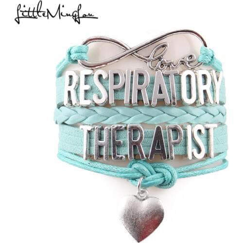 Little MingLou Infinity love respiratory therapist Bracelet heart Charm leather wrap men bracelets & bangles for Women jewelry