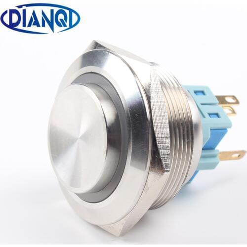 30mm Stainless steel metal push button switch high LED Ring round momentary 6 pin car switches reset latching fixation