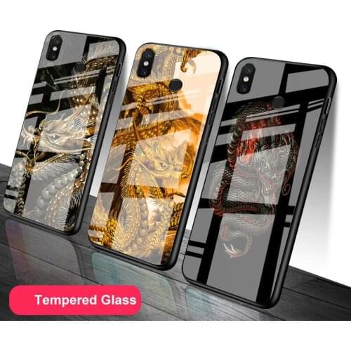 Fashion Dragon Tempered Glass Phone Case For Redmi Note 5 6 7 8 9 Pro Note8T Note9S Redmi8 9 Cover Shell