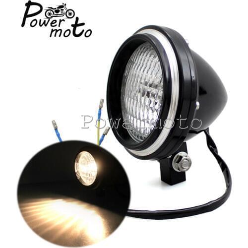 Motorcycle 4.5" Round Retro Headlight H4 12V 35W Front Headlamp High/Low Beam For Harley Cruisers Custom Cafe Racer Bobber