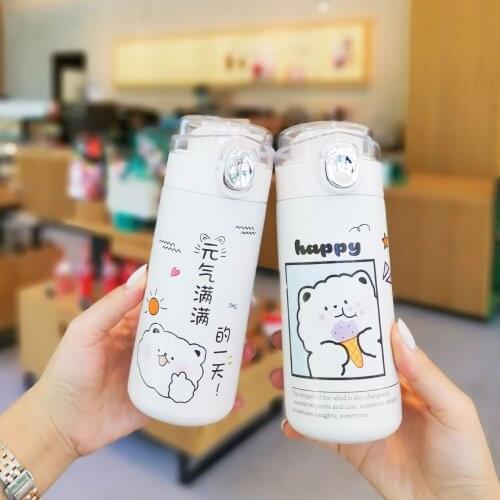 Cartoon Cute Bear Thermos Bottle Kawaii Rabbit Stainless Steel Vacuum Flasks Portable Travel Leakproof Water Bottle Thermo Cups
