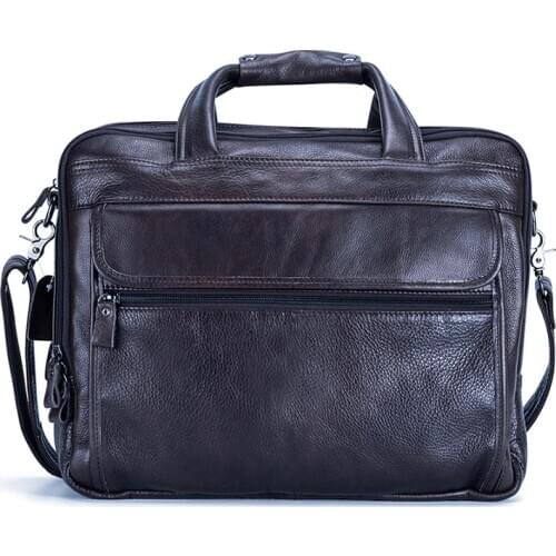 LACHIOUR Men Travel Bag Soft Genuine Leather Big Handbag Large Capacity Travel A4 Bag Male Cowhide 15.6 inch Laptop Bag Men
