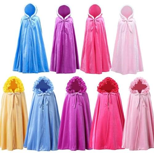 Girls Snow Queen 2 Elsa Cloak Costume Children Fancy Cape Carnival Dress Birthday Party Clothes with Accessory Mantle Festival