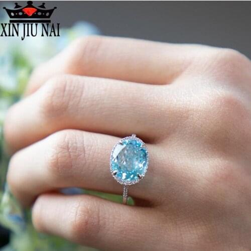 New Simple and exquisite personalized ring inlaid with sapphire zircon CZ fashion girls top jewelry Valentines Day best gift