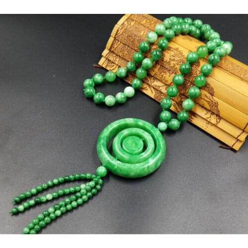 Popular natural jade buckle Necklace sweater chain necklace fashion accessories to send men and women friends and family