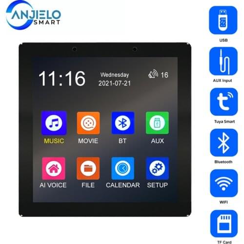 Smart Tuya Wifi Gateway with Color Touchscreen, Remotely Control Your Kinds of Tuya Smart Appliances, G2 Hub,Blackground Music