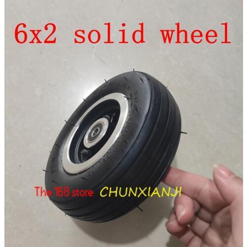 Size 6 Inch Electric Scooter Wheel 6x2 Solid Tire 6*2 Solid Wheel Metal Hub for Trolley Cart Wheel