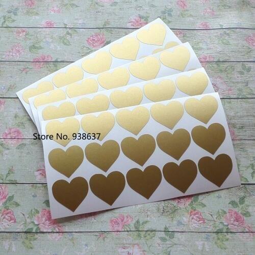Romantic Gold Heart Stickers For Wedding Invitation Engagement Party Decor Vinyl Decal Cup Lables Self Adhesive Sticker ZB190
