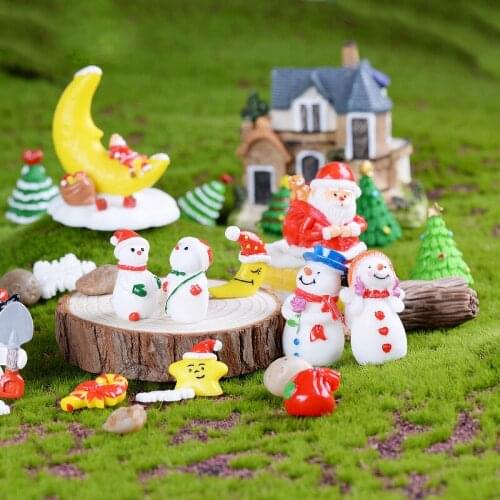 Christmas Series Decoration Ornaments Cute Home Micro Landscape Decoration Plant Creative Resin DIY Mini Santa Elk Hat Crafts