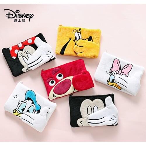 Disney Cartoon Cute Plush Wallet Girls Large Capacity Wash Storage Cosmetic Bag Mickey Minnie Coin Purse Minnie Mouse Wallet