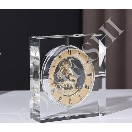 European style light luxury crystal table clock, living room clock ornaments, individual creative mechanical clock crafts