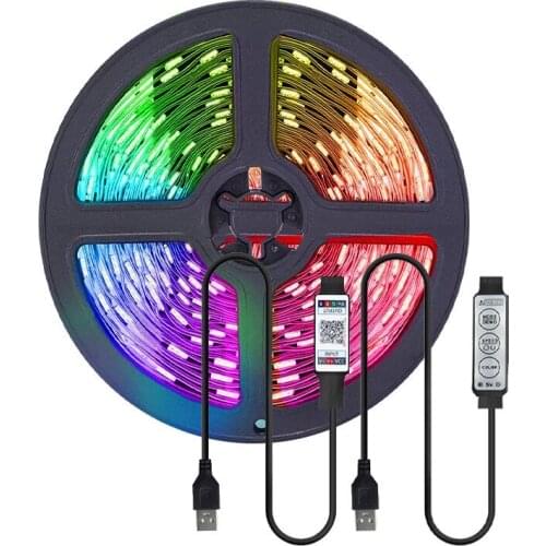 30 leds/m USB RGB LED Lights Strip 3 Key Control Flexible Lamp 5050 5V Dimmable Festival Decoration TV Background Luces String
