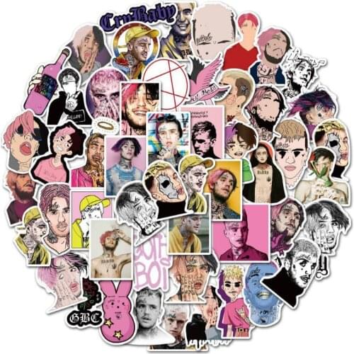 10/30/50Pcs American rapper Lil Peep Graffiti Waterproof Skateboard Travel Suitcase Phone Laptop Luggage Stickers DIY Kids Girl