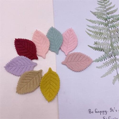 100Pcs/Lot 3.5*2CM Double-Side Felt Leaf Appliques Artificial Decoration Patches DIY Crafts Clothes Hat Hair Clips Accessories