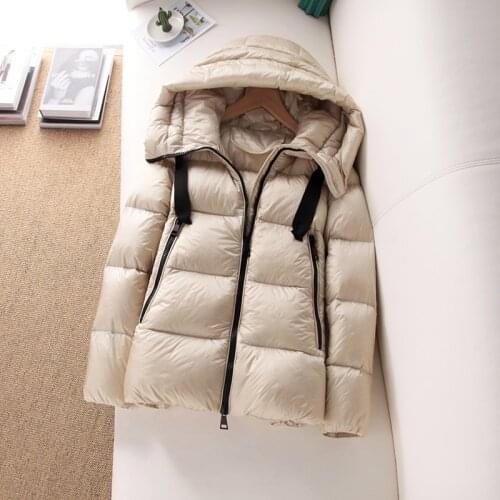 20% Winter White Duck Down Jacket Women Down Coat Female Thick Warm Parkas Short Hooded Outwear Doudoune Femme LWL229988