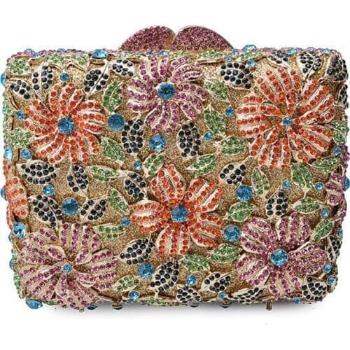 Women Colorful Diamond Clutch Rhinestone Evening Bag Bling Crystal Wedding Bridal Party Purse Lady Shining Banquet Dinner Bag