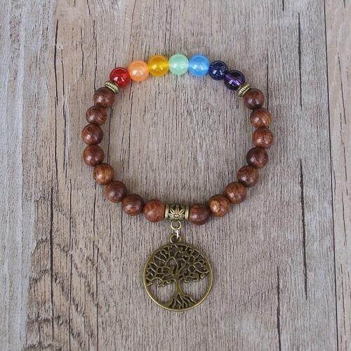 Women Men Wooden Beads Life Tree Mala Chakra Bracelet Tibetan Buddhism Charm Strand Bracelet Pulsera De Cuentas