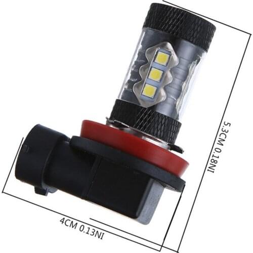1 Pair H8/H11 3030 16-LED 80W High Power Fog Driving Light Bulbs, White