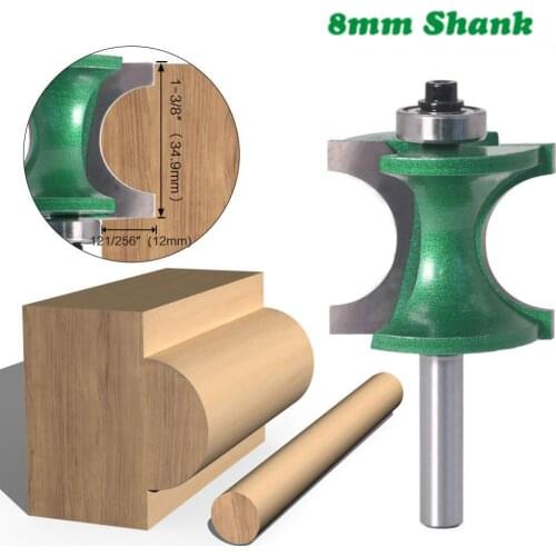 1PC 8mm Shank Bullnose Half Round Bit Convex Mill Router Bits Wood 2 Flute Bearing Woodworking Tool Milling Cutter
