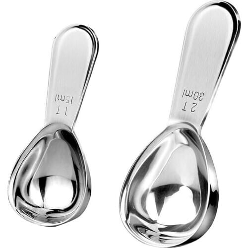 2pcs 15ML/30ML Coffee Scoop Thicken Stainless Steel Tablespoon Measuring Spoon Stainless Steel Coffee Spoons 2020 New Style