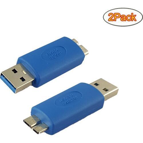2Pack USB 3.0 Extender Coupler Micro B Male to USB 3.0 A Male Adapter Printer Scanner Converter