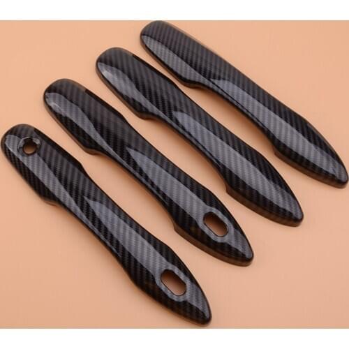 4pcs Carbon Fiber Black ABS Look Door Handle Trims Protector fit for Toyota Camry 2018 2019 2020