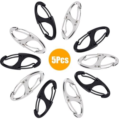 Classic Simple Carabiner Black Silver Color Alloy Small Keychain Key Ring Hooks S shaped Camping Climbing Mini Keyring
