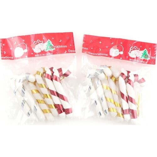 6Pcs Mix color Candy Crutch Pendant Christmas Tree Decoration Hanging Ornament for New Year Christmas Party Kids Gift