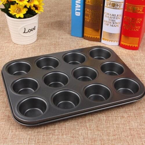 Non-stick Round 12 Cup Muffin Cake Mold Egg Tart Baking Pan Tray Baking Tools