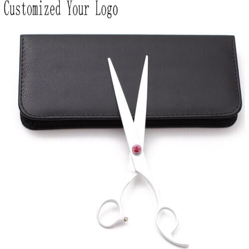 C9102 8" 22cm JP 440C White Engraving Logo Dogs Flur Shears Cats Grooming Scissors Normal Shears Cutting Scissors Pets Scissors