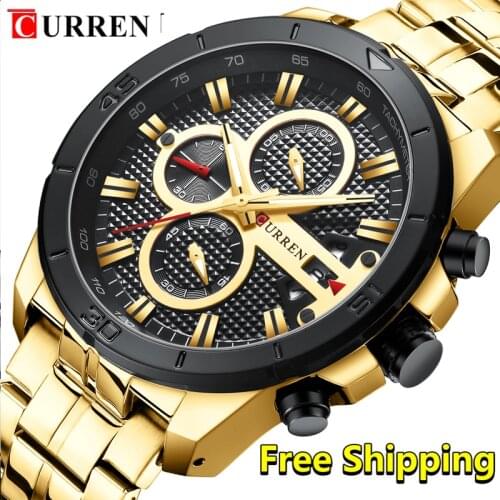 Curren Men Watch 2019 Top Brand Luxury Business Gold Mens Wrist Watch Chronograph Golden Man Watch 2018 Relogio Masculino
