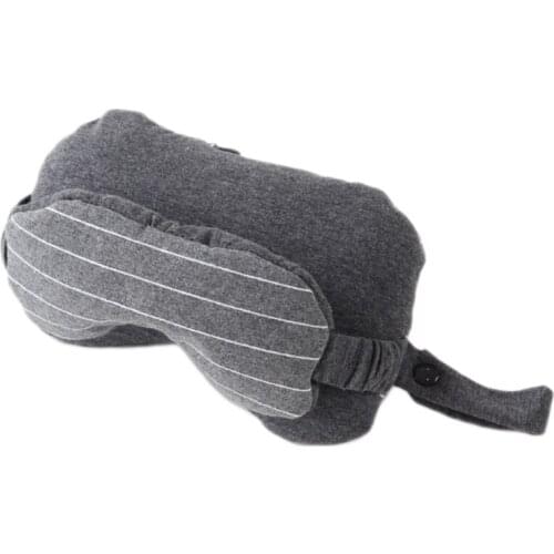 2 In 1 Travel U-Shaped Neck Pillow with Shade Eye Mask Office Massage Cushion